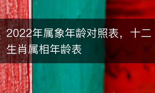 2022年属象年龄对照表，十二生肖属相年龄表