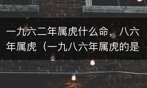 一九六二年属虎什么命，八六年属虎（一九八六年属虎的是什么命）