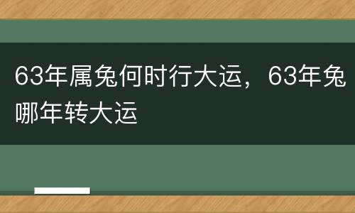 63年属兔何时行大运，63年兔哪年转大运