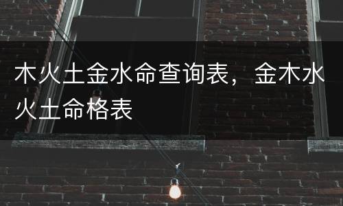 木火土金水命查询表，金木水火土命格表