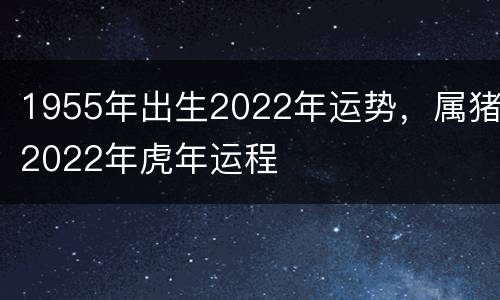 1955年出生2022年运势，属猪2022年虎年运程