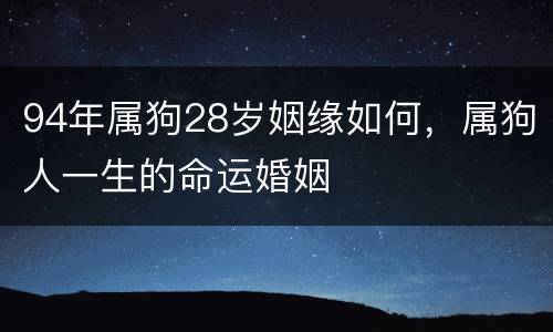 94年属狗28岁姻缘如何，属狗人一生的命运婚姻
