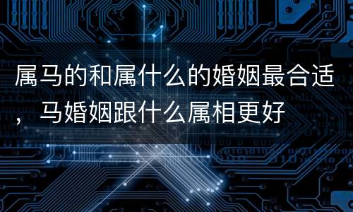 属马的和属什么的婚姻最合适，马婚姻跟什么属相更好
