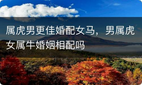 属虎男更佳婚配女马，男属虎女属牛婚姻相配吗