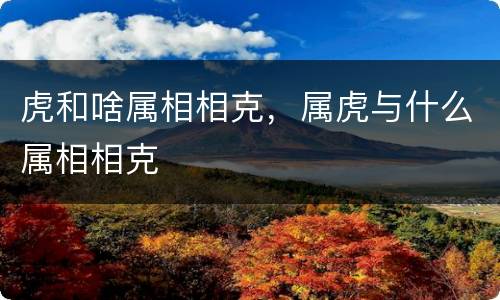 虎和啥属相相克，属虎与什么属相相克