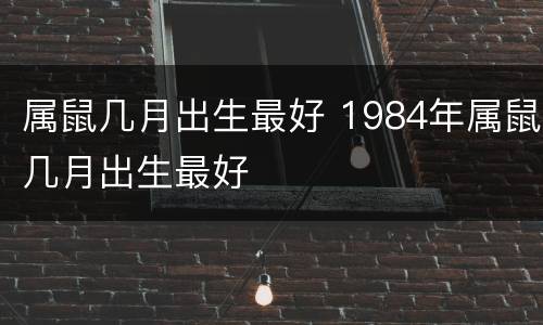 属鼠几月出生最好 1984年属鼠几月出生最好