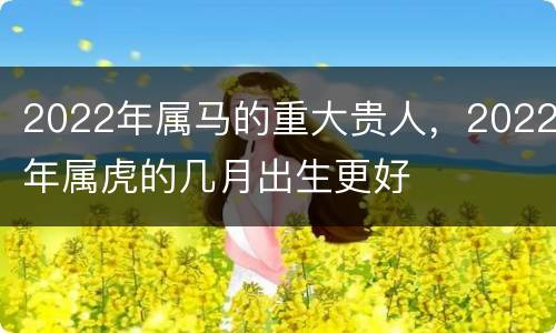 2022年属马的重大贵人，2022年属虎的几月出生更好