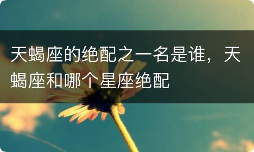 天蝎座的绝配之一名是谁，天蝎座和哪个星座绝配