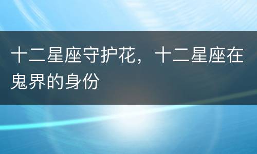 十二星座守护花，十二星座在鬼界的身份