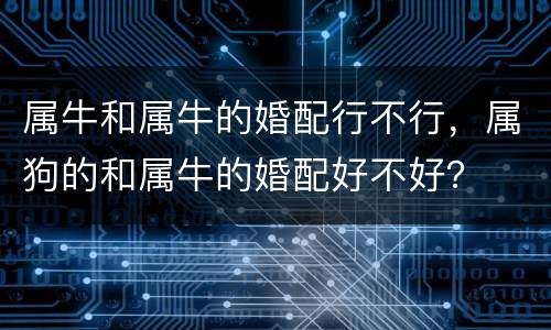 属牛和属牛的婚配行不行，属狗的和属牛的婚配好不好？