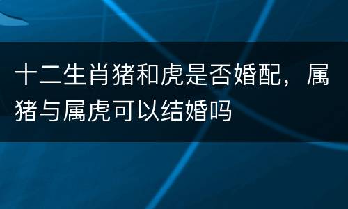 十二生肖猪和虎是否婚配，属猪与属虎可以结婚吗