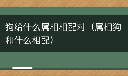 狗给什么属相相配对（属相狗和什么相配）