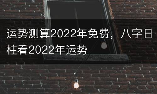 运势测算2022年免费，八字日柱看2022年运势