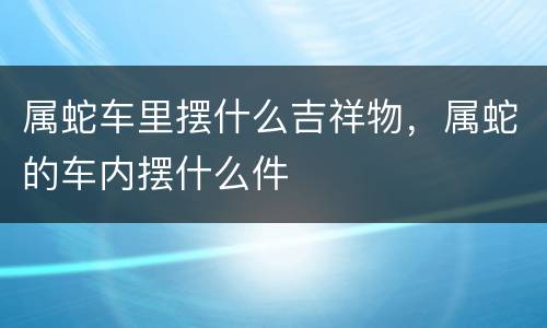 属蛇车里摆什么吉祥物，属蛇的车内摆什么件