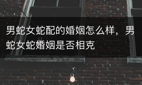 男蛇女蛇配的婚姻怎么样，男蛇女蛇婚姻是否相克