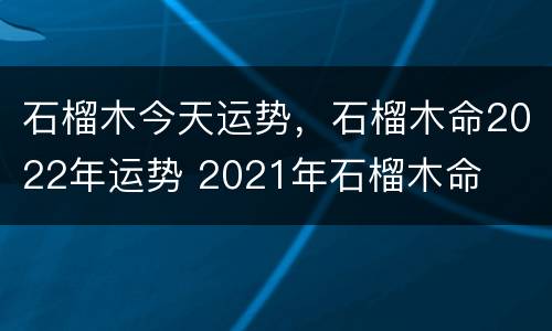 石榴木今天运势，石榴木命2022年运势 2021年石榴木命