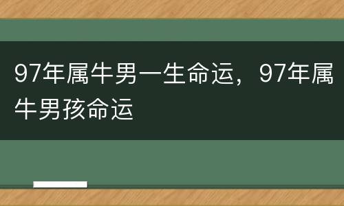 97年属牛男一生命运，97年属牛男孩命运