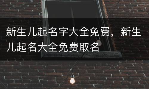 新生儿起名字大全免费，新生儿起名大全免费取名
