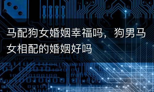 马配狗女婚姻幸福吗，狗男马女相配的婚姻好吗