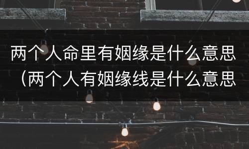 两个人命里有姻缘是什么意思（两个人有姻缘线是什么意思）