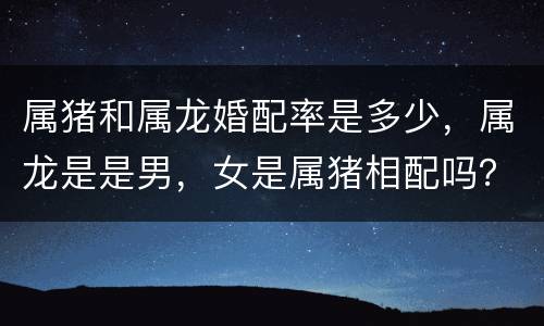 属猪和属龙婚配率是多少，属龙是是男，女是属猪相配吗？