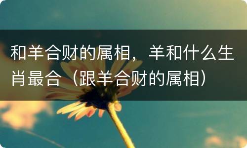 和羊合财的属相，羊和什么生肖最合（跟羊合财的属相）