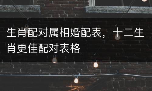 生肖配对属相婚配表，十二生肖更佳配对表格