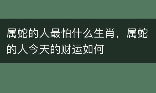 属蛇的人最怕什么生肖，属蛇的人今天的财运如何