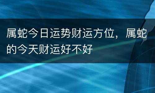 属蛇今日运势财运方位，属蛇的今天财运好不好