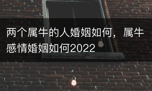 两个属牛的人婚姻如何，属牛感情婚姻如何2022