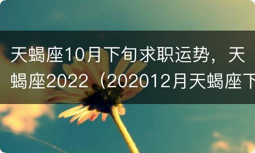 天蝎座10月下旬求职运势，天蝎座2022（202012月天蝎座下半月工作运势）