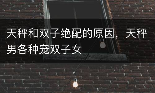 天秤和双子绝配的原因，天秤男各种宠双子女