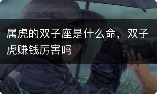 属虎的双子座是什么命，双子虎赚钱厉害吗