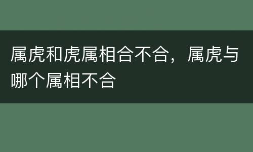 属虎和虎属相合不合，属虎与哪个属相不合
