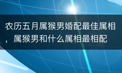 农历五月属猴男婚配最佳属相，属猴男和什么属相最相配