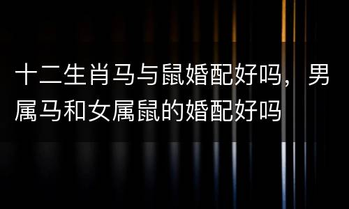 十二生肖马与鼠婚配好吗，男属马和女属鼠的婚配好吗