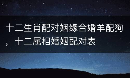 十二生肖配对姻缘合婚羊配狗，十二属相婚姻配对表