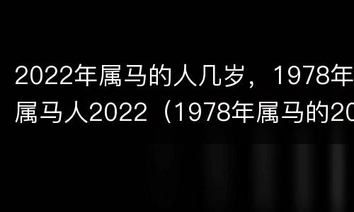 2022年属马的人几岁，1978年属马人2022（1978年属马的2022年多大）