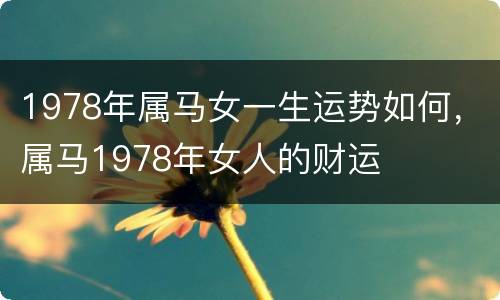 1978年属马女一生运势如何，属马1978年女人的财运