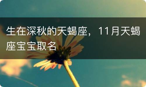 生在深秋的天蝎座，11月天蝎座宝宝取名