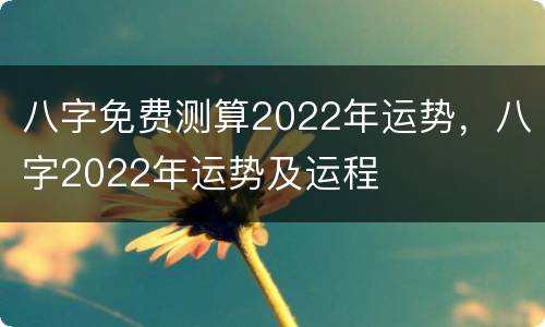 八字免费测算2022年运势，八字2022年运势及运程