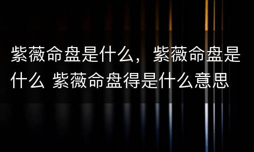 紫薇命盘是什么，紫薇命盘是什么 紫薇命盘得是什么意思