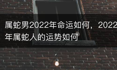 属蛇男2022年命运如何，2022年属蛇人的运势如何
