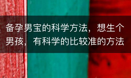 备孕男宝的科学方法，想生个男孩，有科学的比较准的方法吗
