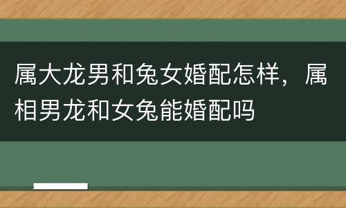 属大龙男和兔女婚配怎样，属相男龙和女兔能婚配吗