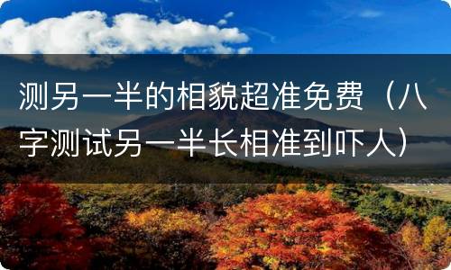 测另一半的相貌超准免费（八字测试另一半长相准到吓人）