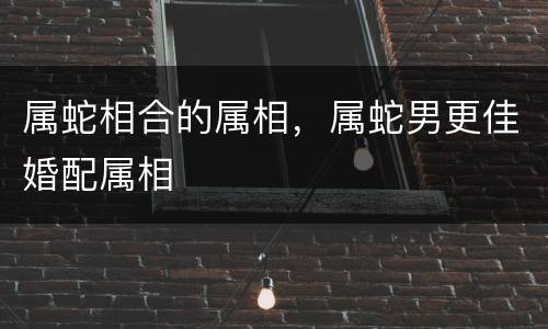 属蛇相合的属相，属蛇男更佳婚配属相
