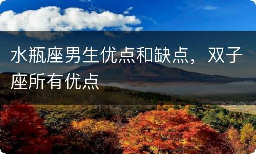 水瓶座男生优点和缺点，双子座所有优点