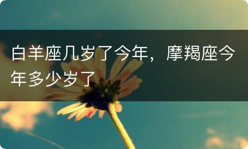 白羊座几岁了今年，摩羯座今年多少岁了
