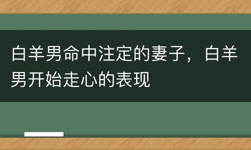 白羊男命中注定的妻子，白羊男开始走心的表现